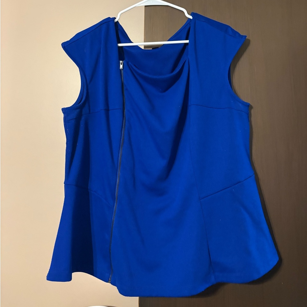 Worthington Blue Fit and Flare Cowl Neck Mini Dress